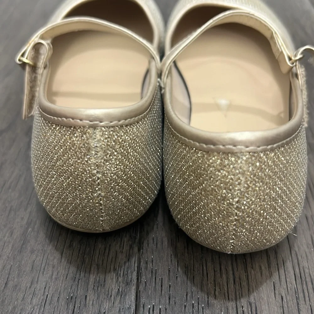 Gold glitter like shimmery Mary Jane like flat dress shoes